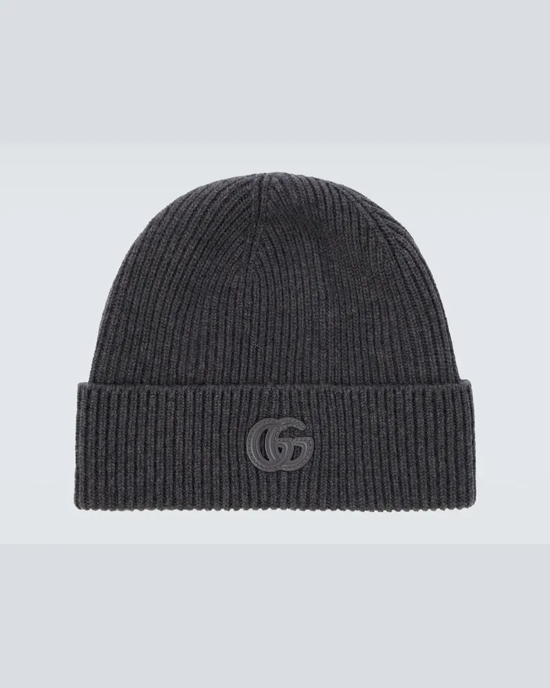 Gucci Mütze Double G aus Kaschmir Grau