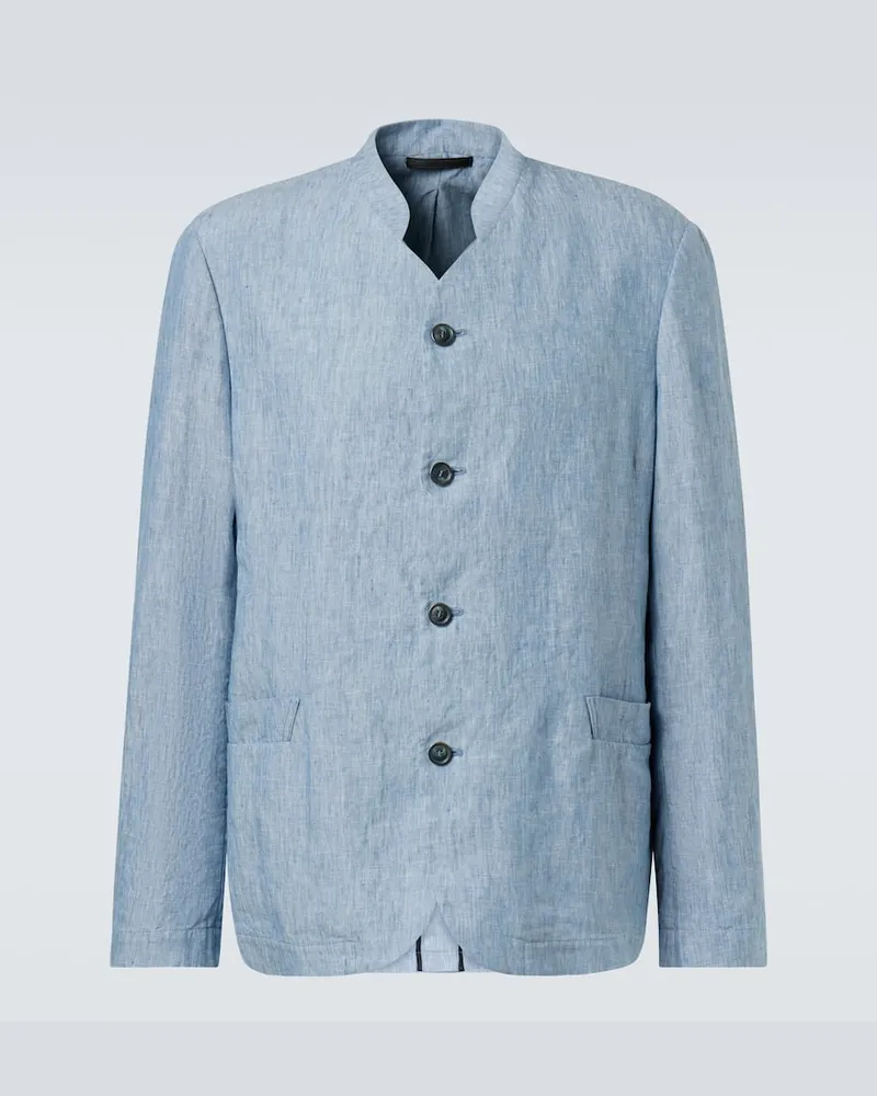 Giorgio Armani Jacke aus Leinen Blau