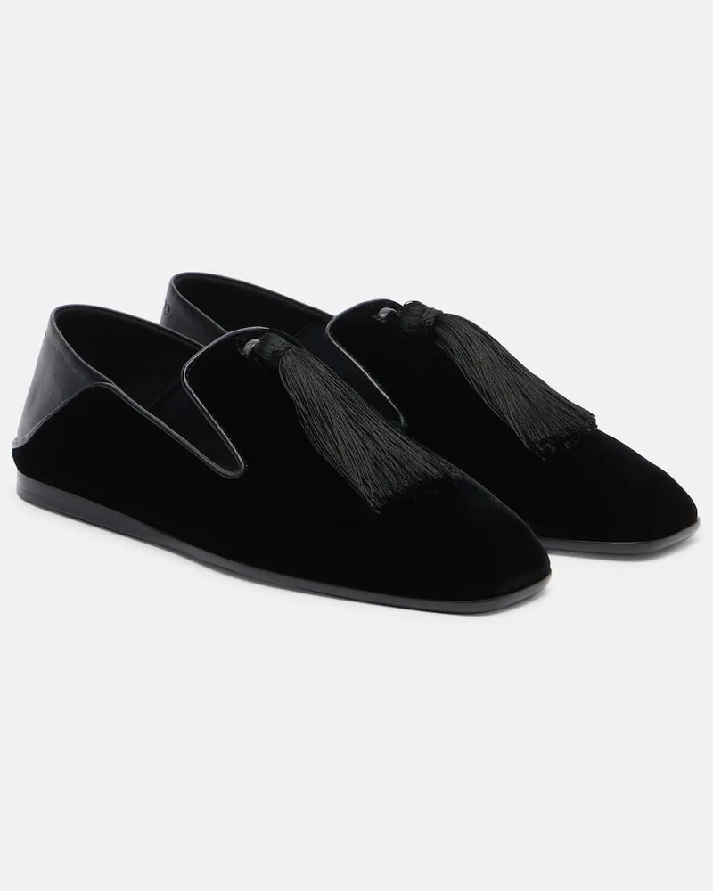 Jimmy Choo Slip-Ons Eliot Slipper aus Samt mit Leder Schwarz