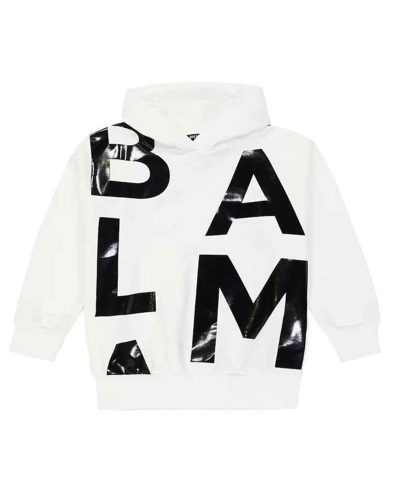Balmain Hoodie aus Baumwoll-Jersey Weiß