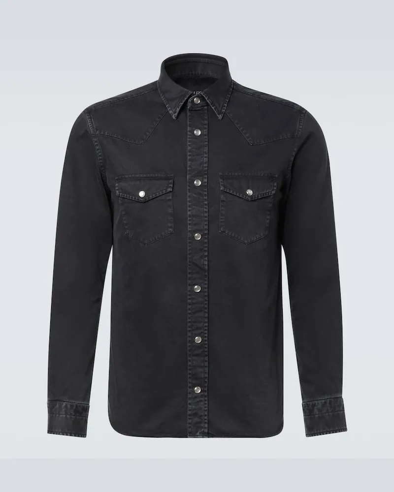 Tom Ford Hemd aus Baumwoll-Twill Schwarz