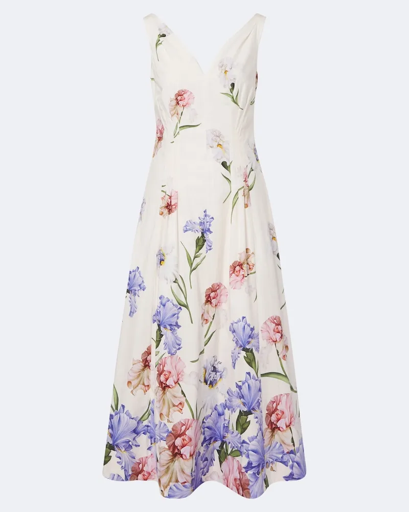 Oscar de la Renta Cocktailkleid aus Baumwollpopeline Multicolor