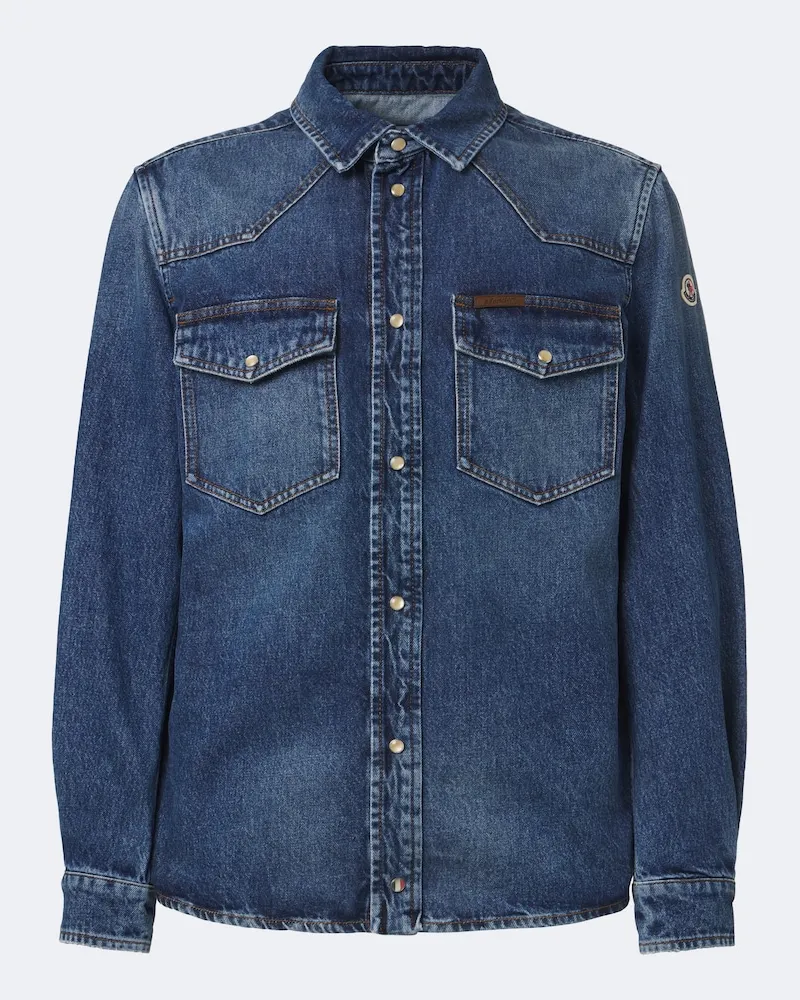 Moncler Westernhemd aus Denim Blau