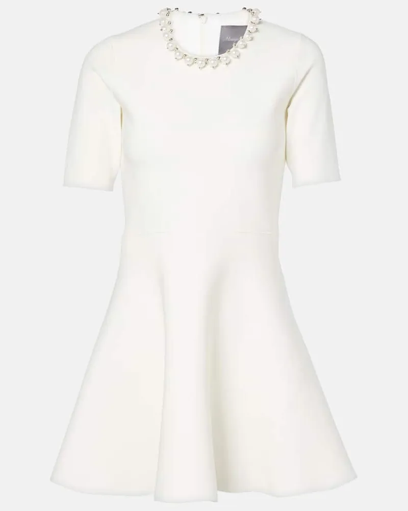 Monique Lhuillier Verziertes Minikleid aus Strick Weiß
