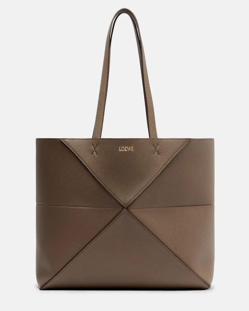 Loewe Tote Bag Puzzle Fold Medium aus Leder Beige