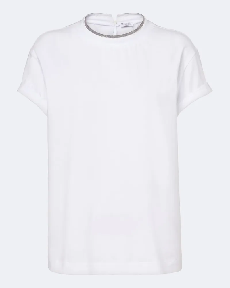 Brunello Cucinelli T-Shirt aus einem Baumwollgemisch Weiß