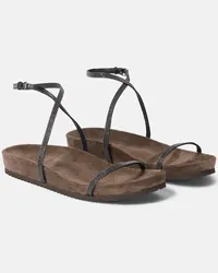 Brunello Cucinelli Verzierte Sandalen aus Leder Schwarz