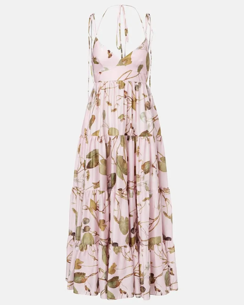 Erdem Bedrucktes Midikleid aus Baumwolle Pink
