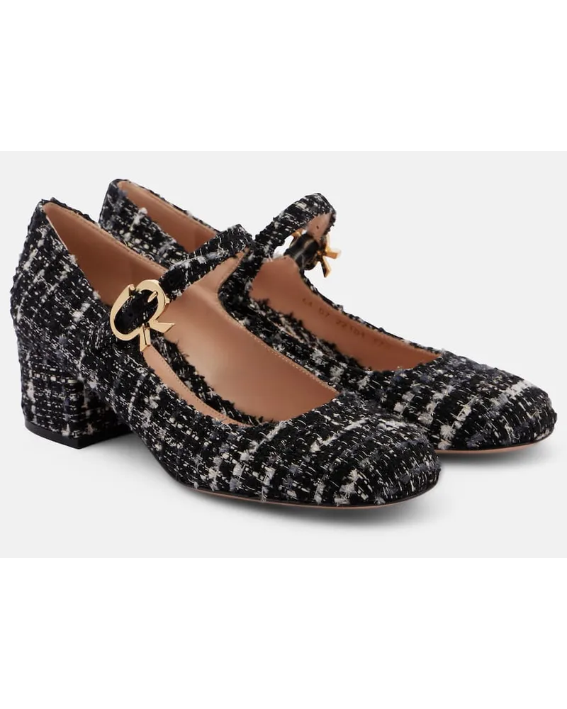 Gianvito Rossi Mary-Jane-Pumps Mary Ribbon 45 aus Bouclé Schwarz