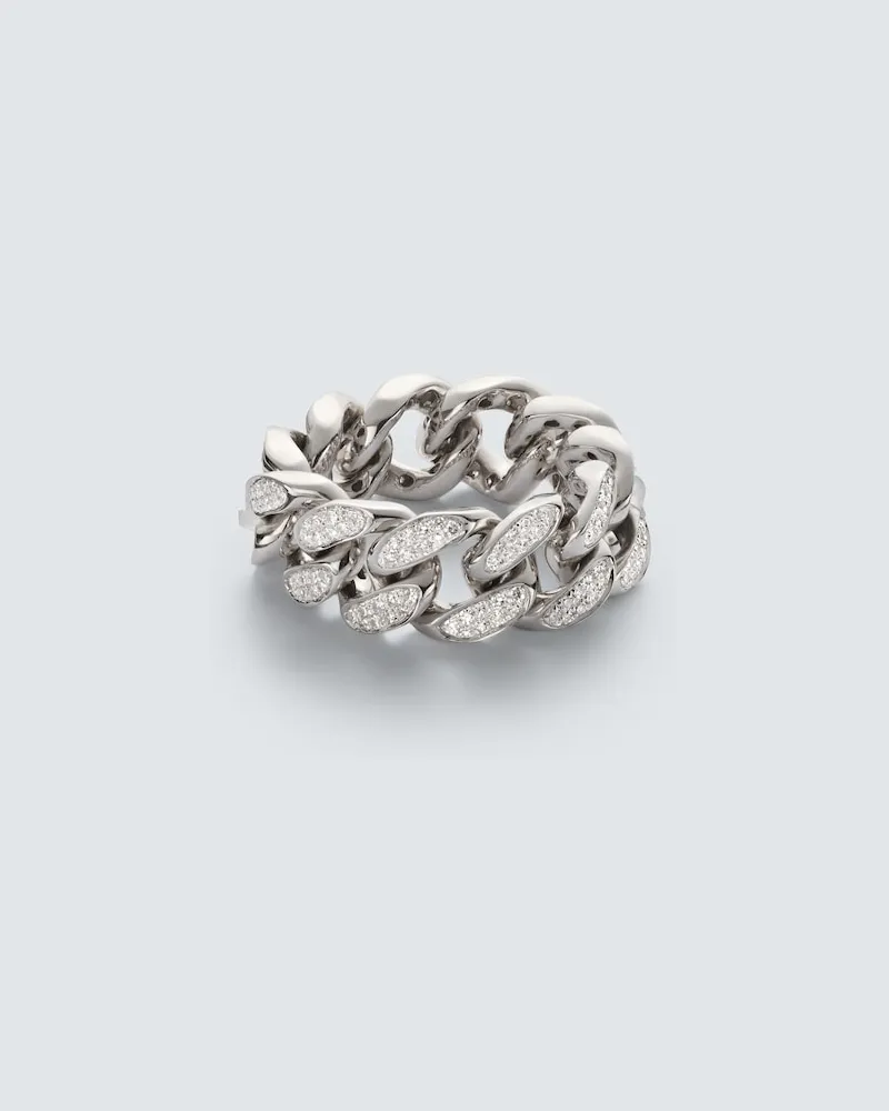 SHAY Ring Flat Link aus 18kt Weißgold mit Diamanten Silber