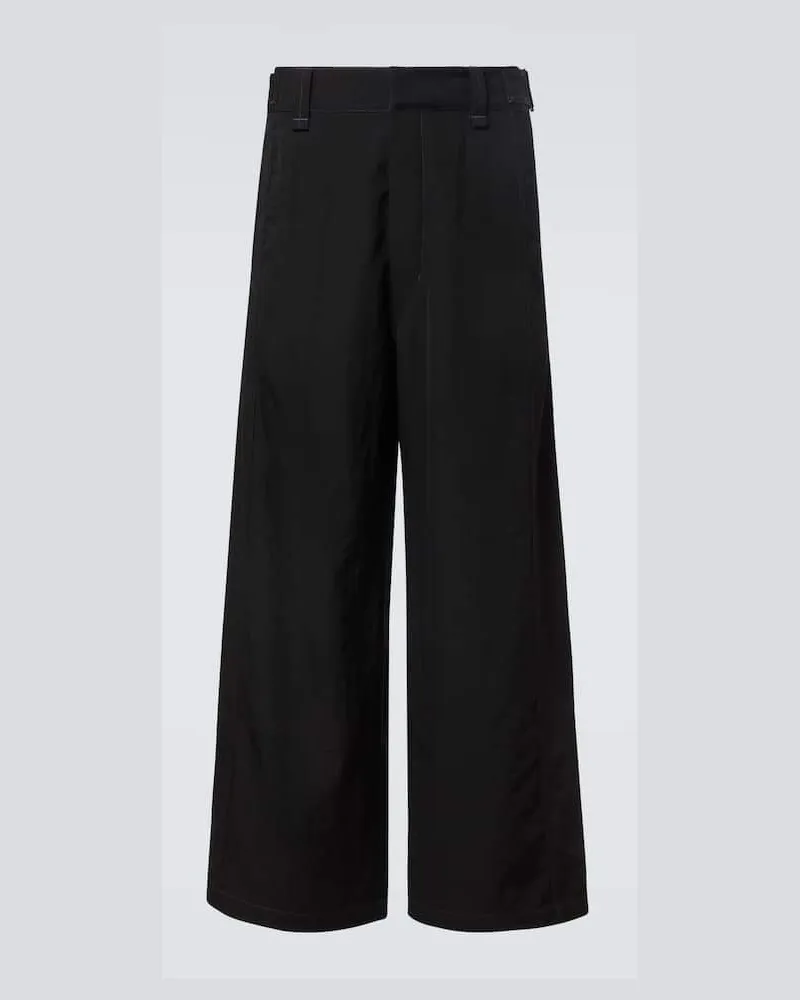 Christophe Lemaire Weite Mid-Rise-Hose aus Woll-Twill Schwarz