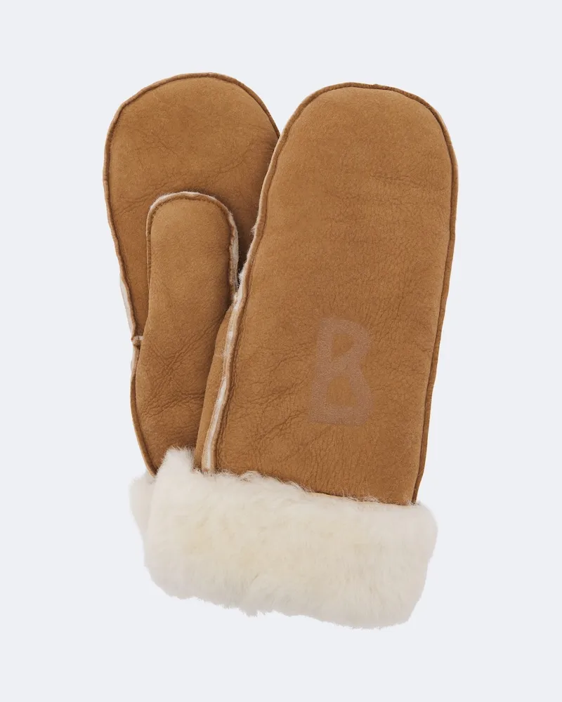Bogner Fäustlinge aus Veloursleder mit Shearling Braun