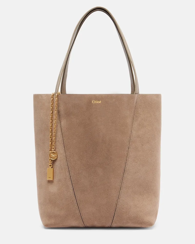 Chloé Chloé Tote Bag Chloé Spin Medium aus Veloursleder Beige