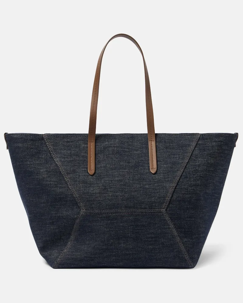 Brunello Cucinelli Tote Bag Duo Large aus Denim Blau