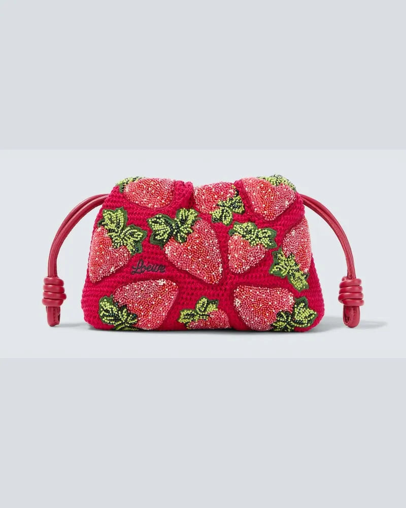 Loewe Paula's Ibiza Clutch Flamenco Strawberry Mini Rot