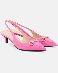 Gucci Slingback-Pumps Horsebit GG aus Canvas Pink