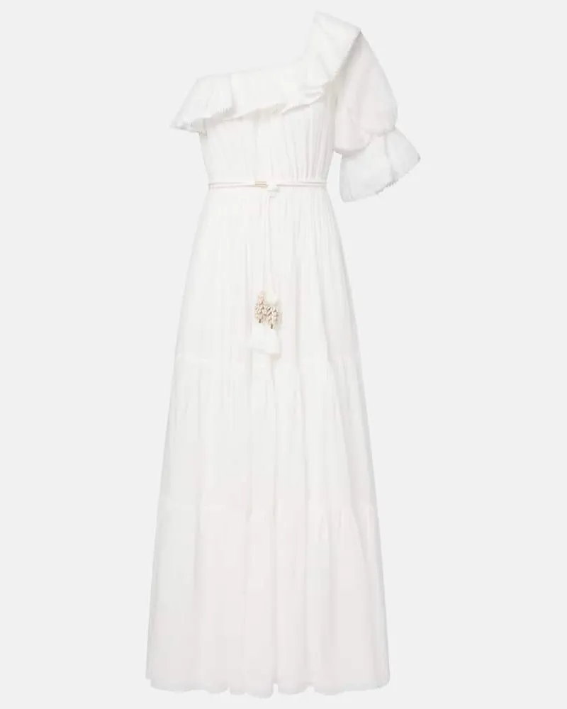 Poupette St Barth Maxikleid Jay aus Baumwollmusselin Weiß