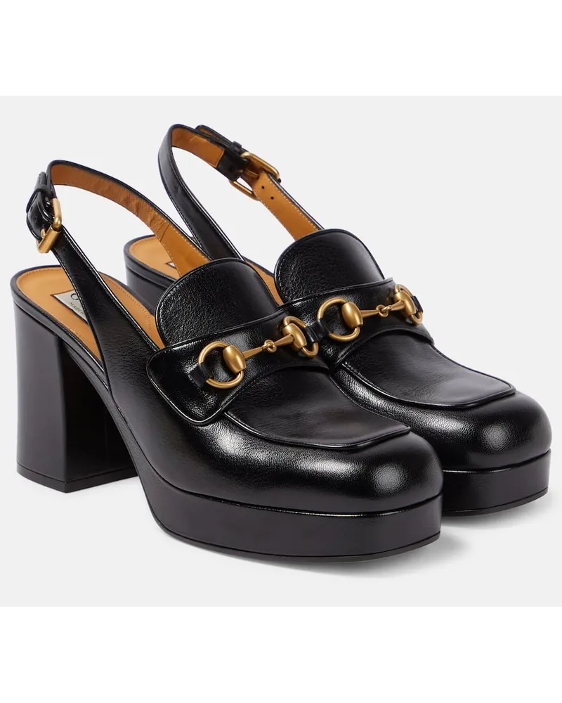 Gucci Slingback-Pumps Horsebit aus Leder Schwarz