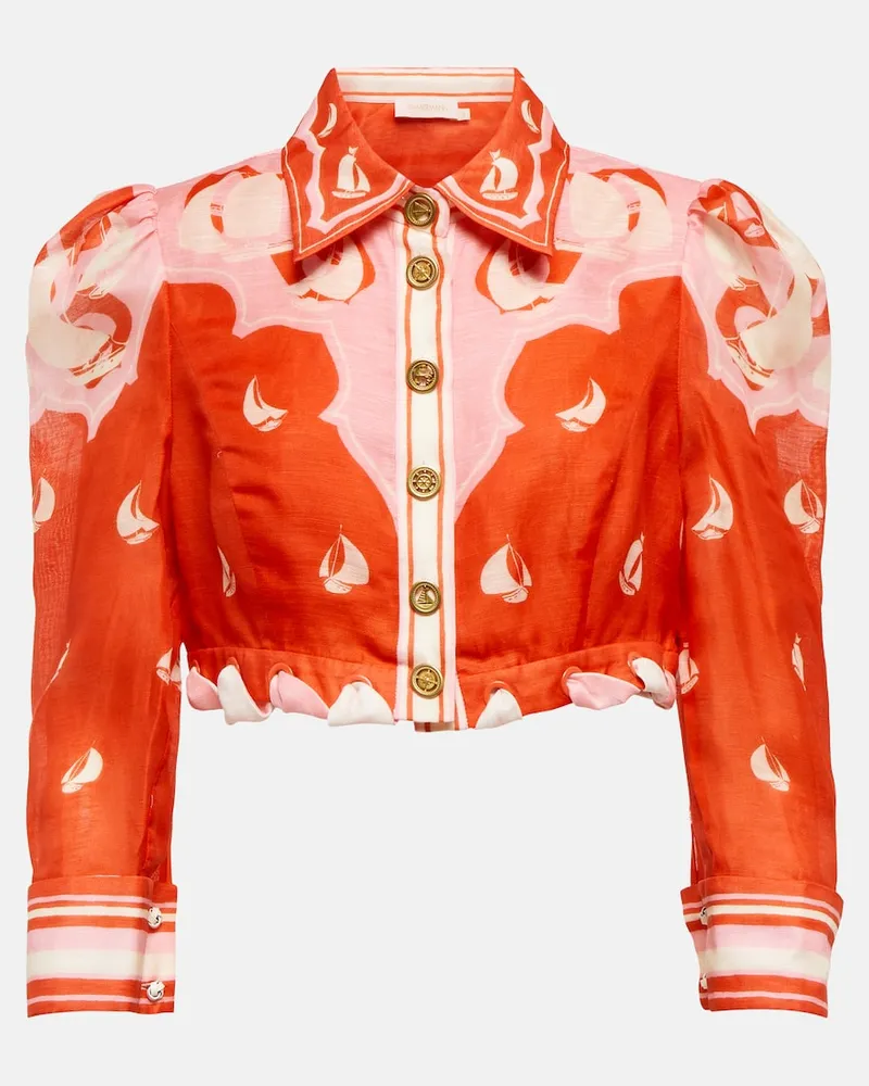 Zimmermann Hemd High Tide aus Leinen und Seide Rot