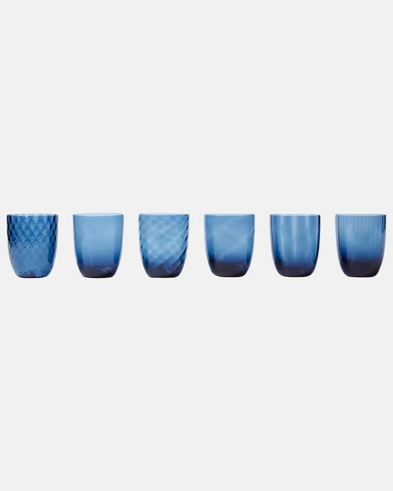 NasonMoretti Set Idra aus sechs Gläsern Blau