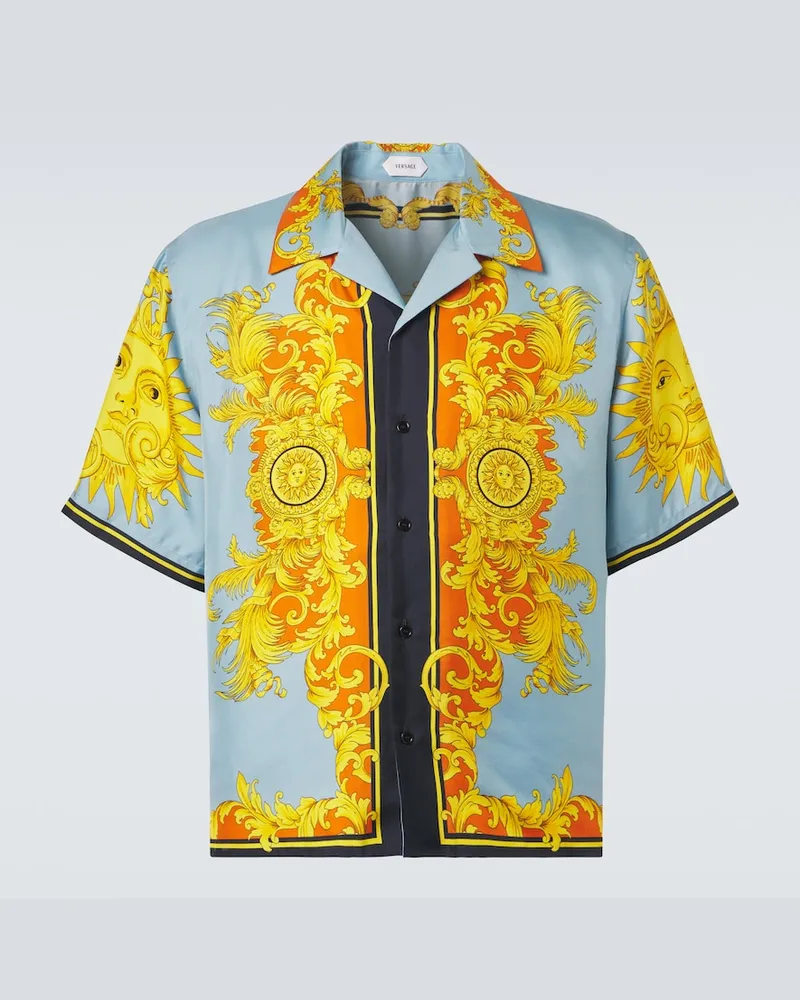 Versace Bedrucktes Hemd aus Seide Multicolor