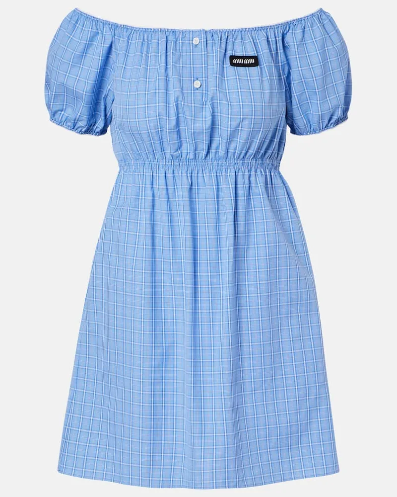 Miu Miu Minikleid aus Baumwollpopeline Blau