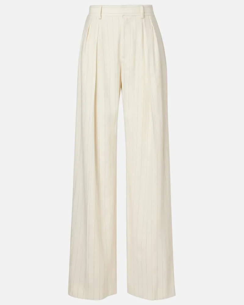 Ralph Lauren Weite High-Rise-Hose aus Wolle Weiß