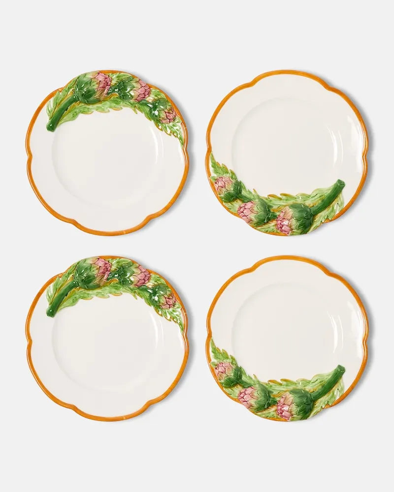 Les-Ottomans Set Artichoke aus vier Speisetellern Grün
