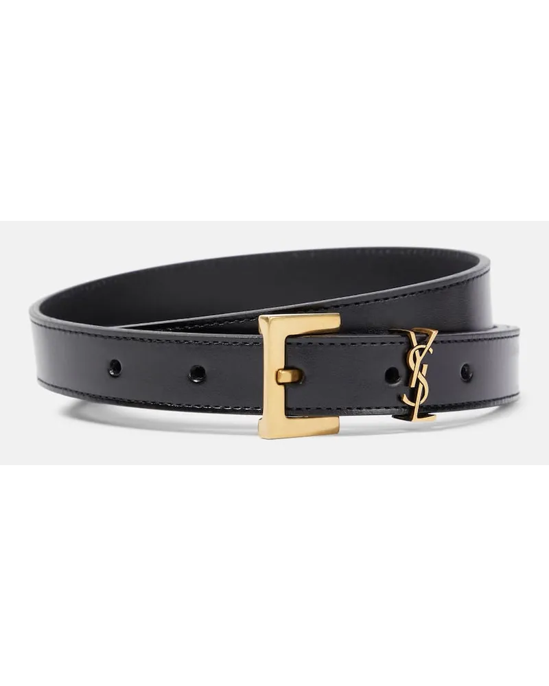 Saint Laurent Gürtel Cassandre aus Leder Schwarz