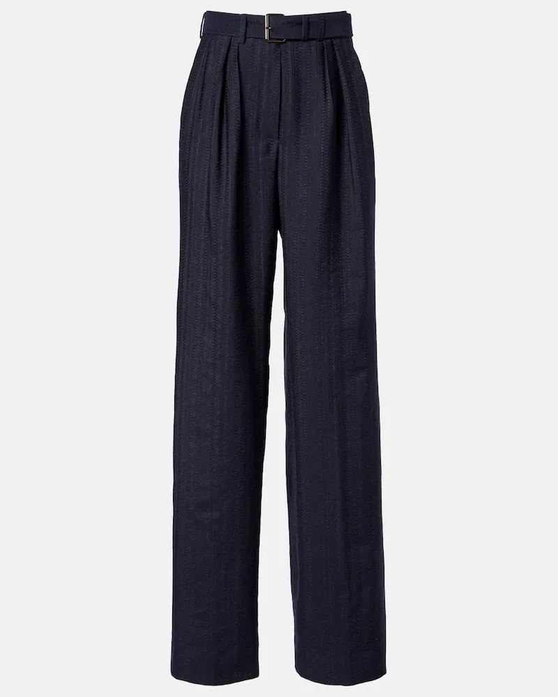 Dries van Noten Weite Hose aus Wolle Blau