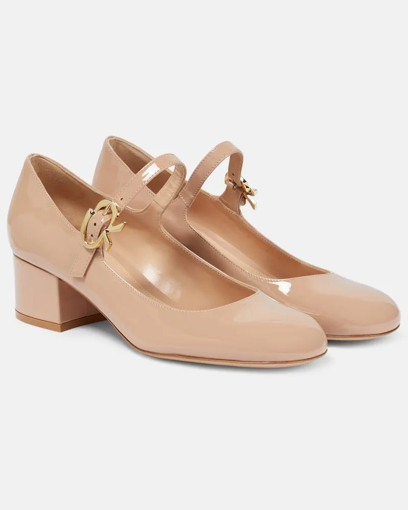 Gianvito Rossi Pumps Mary Ribbon 45 aus Lackleder Rosa