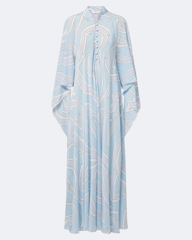 Emilio Pucci Kaftan Labirinto aus Seide Blau