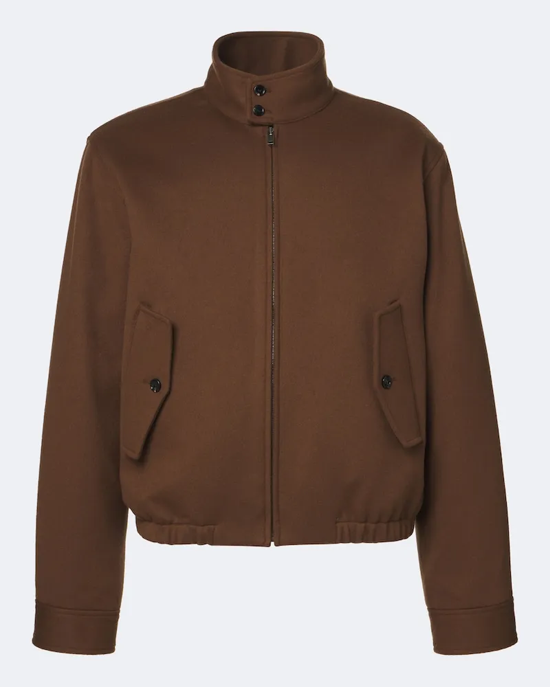 Bottega Veneta Jacke Intrecciato aus Wolle und Kaschmir Braun