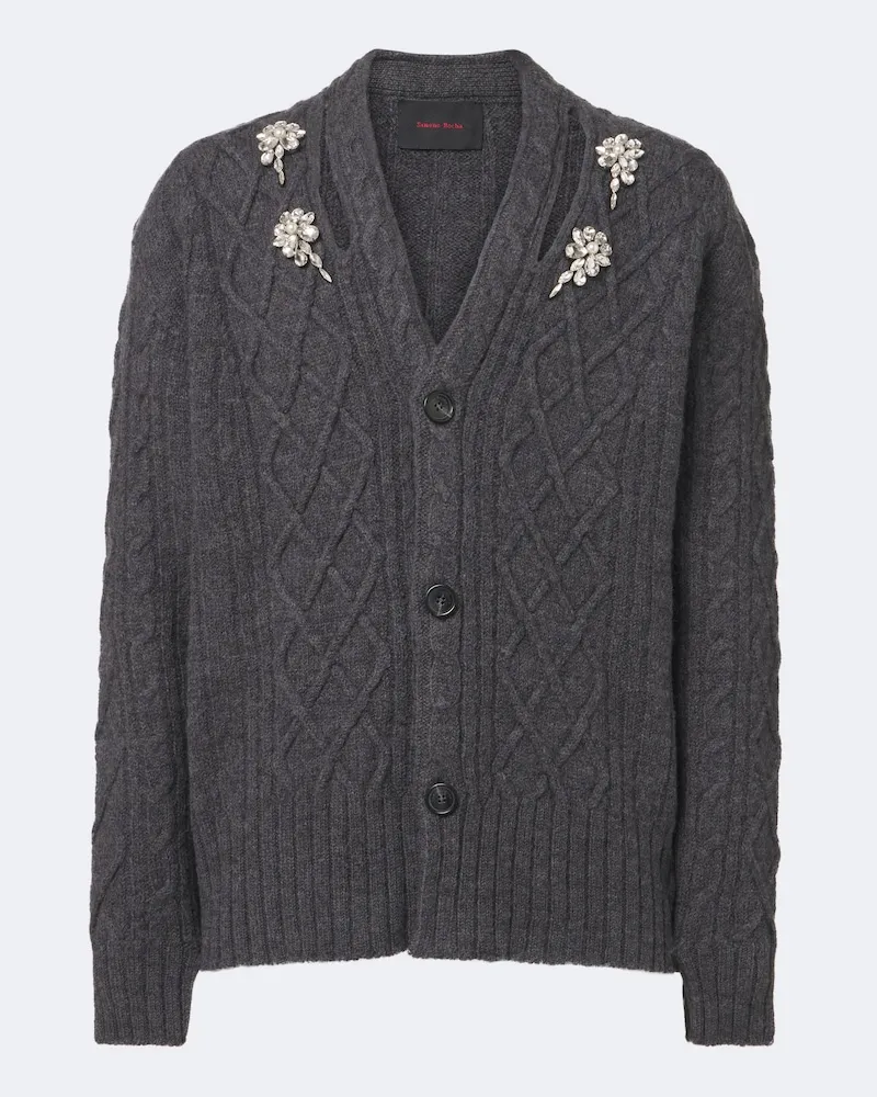 Simone Rocha Verzierter Cardigan aus Schurwolle Grau