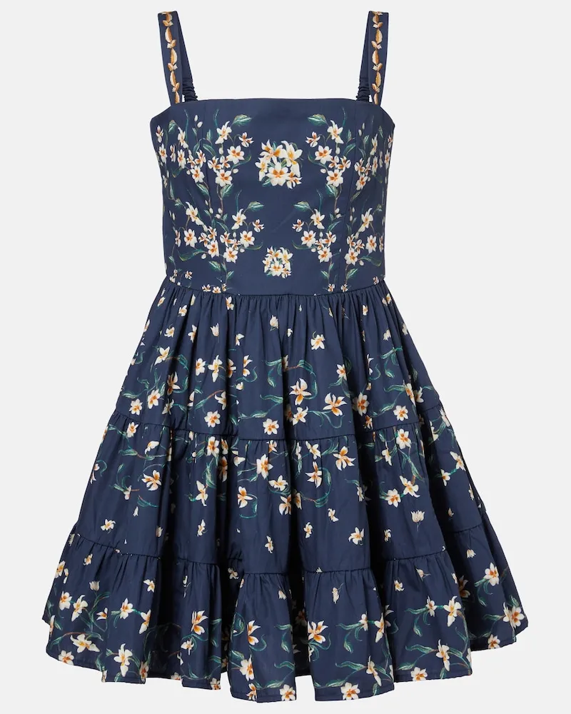 AGUA BENDITA Minikleid Lima aus Baumwolle Blau