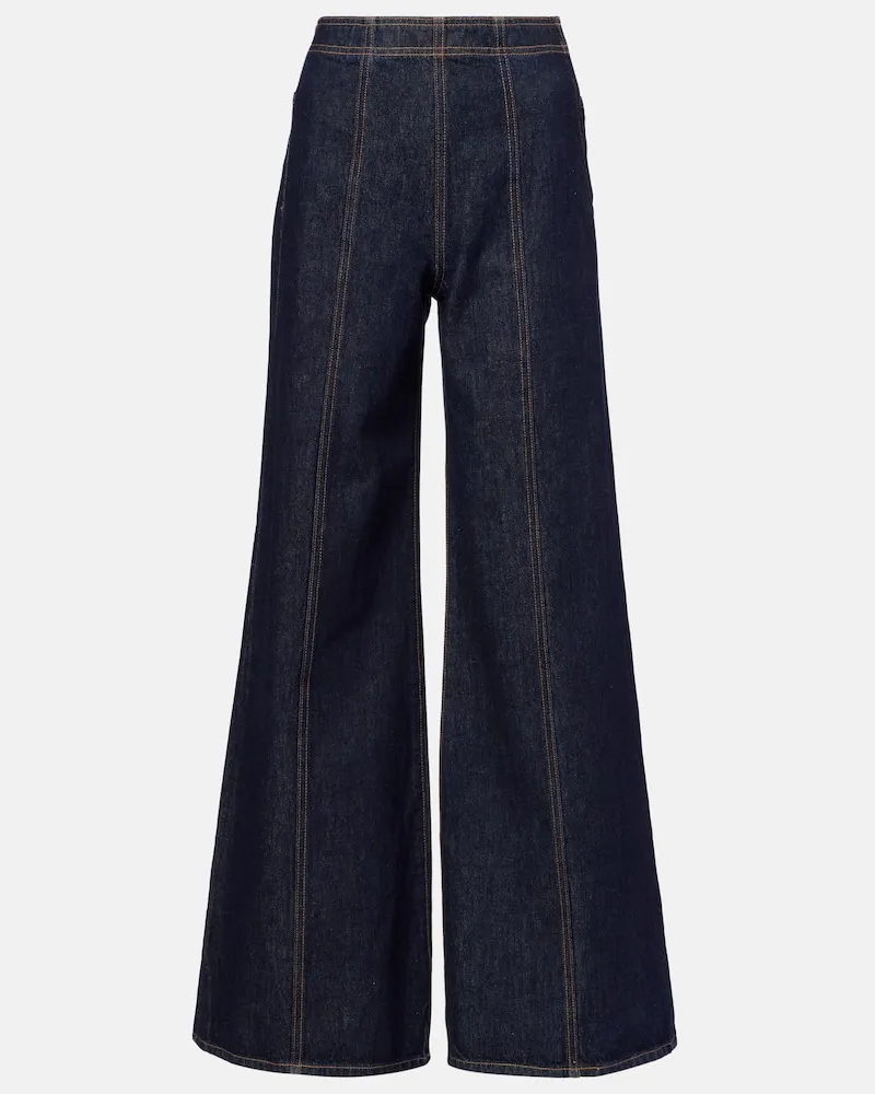 Ulla Johnson High-Rise Wide-Leg Jeans Bianca Blau