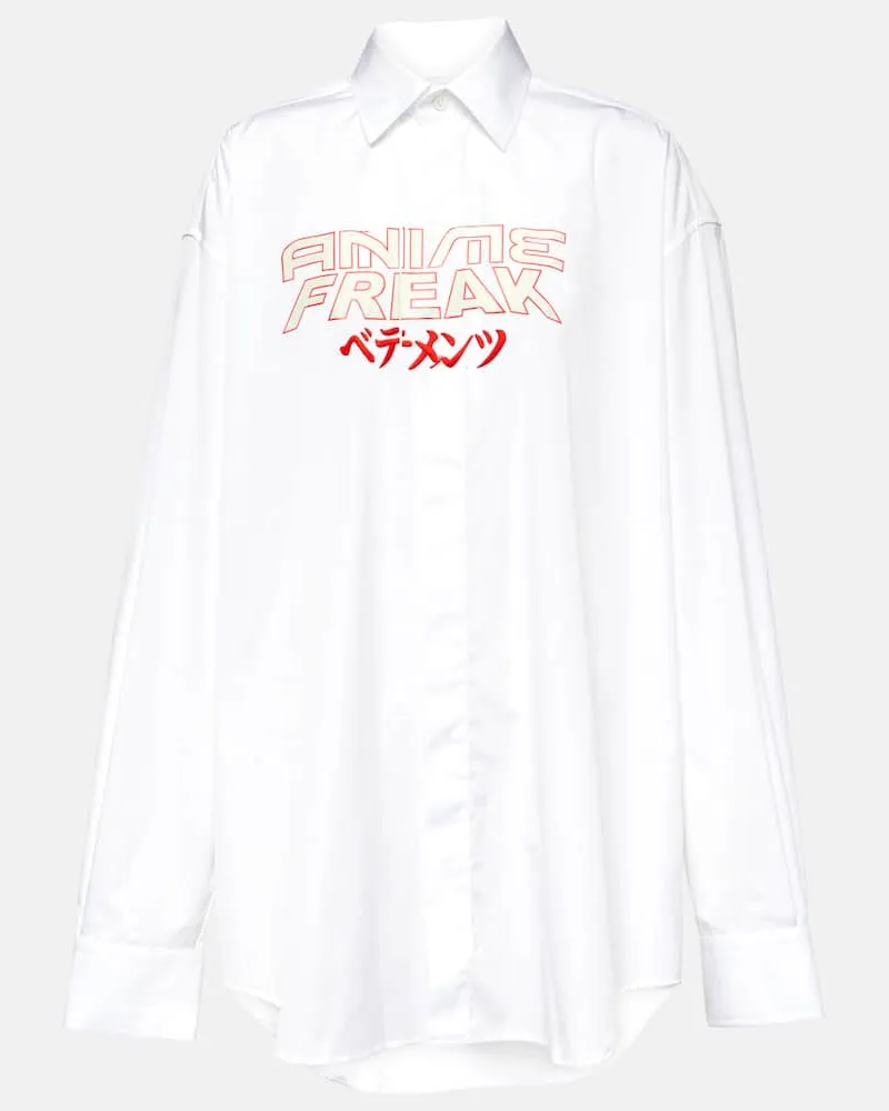 VETEMENTS Oversize-Hemd aus Baumwoll-Jersey Weiß