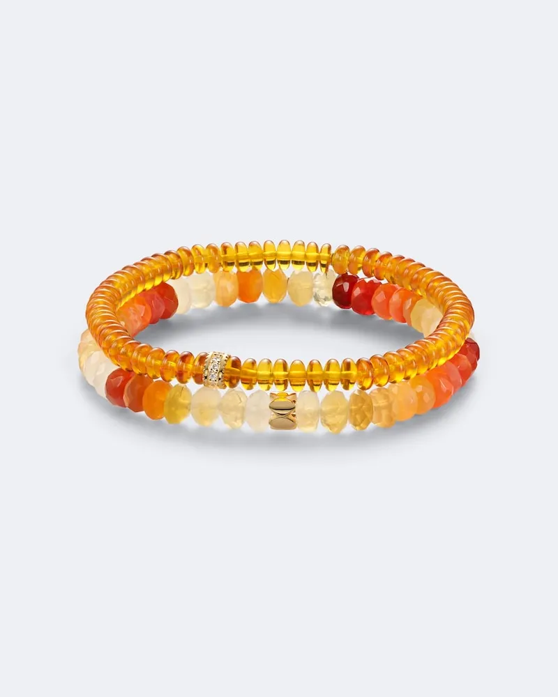 Sydney Evan Armband mit 14kt Gelbgold, Diamanten und Edelsteinen Orange