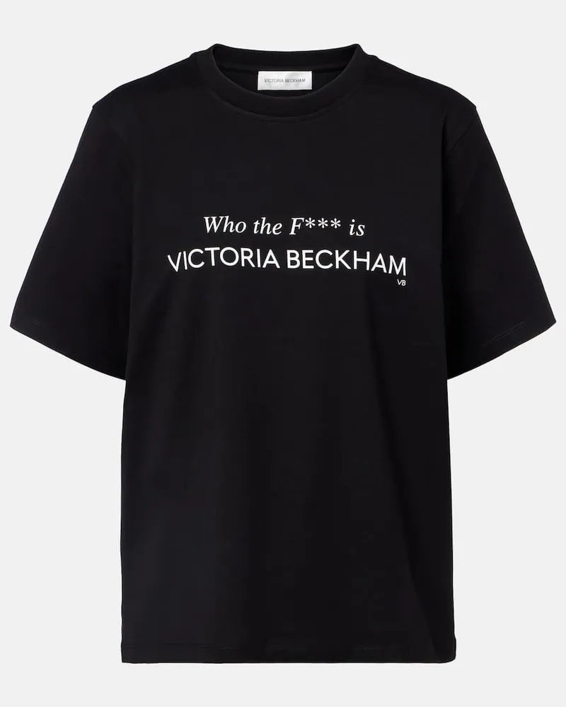 Victoria Beckham Bedrucktes T-Shirt aus Baumwoll-Jersey Schwarz