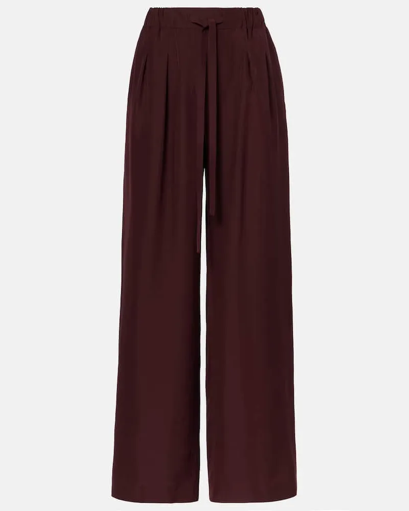Loewe Gerade Hose aus Seide Burgunderrot