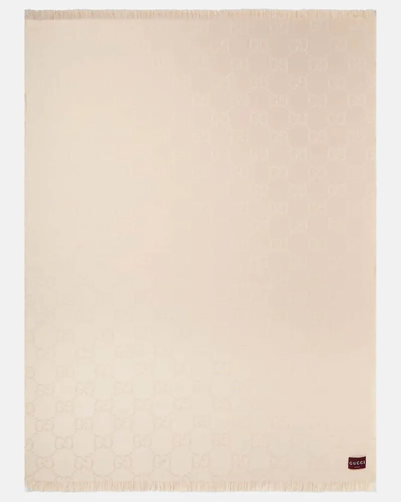 Gucci Decke GG aus Wolle und Seide Nude