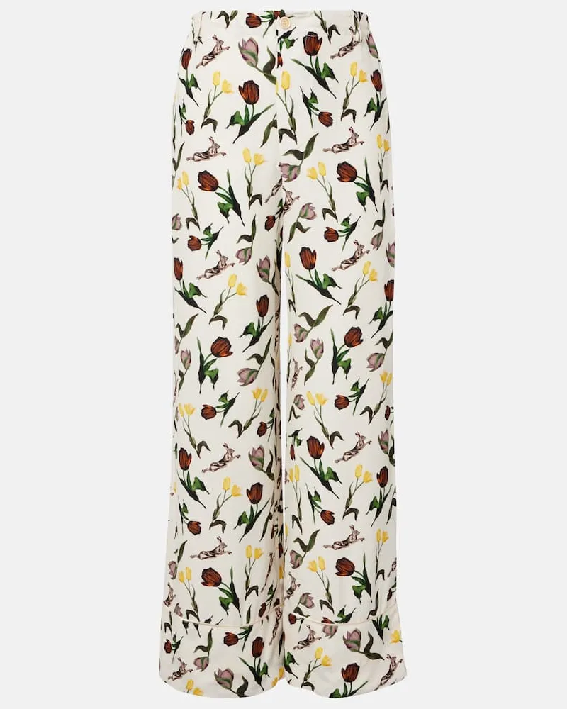 Marni Bedruckte Palazzo-Hose aus Seide Multicolor