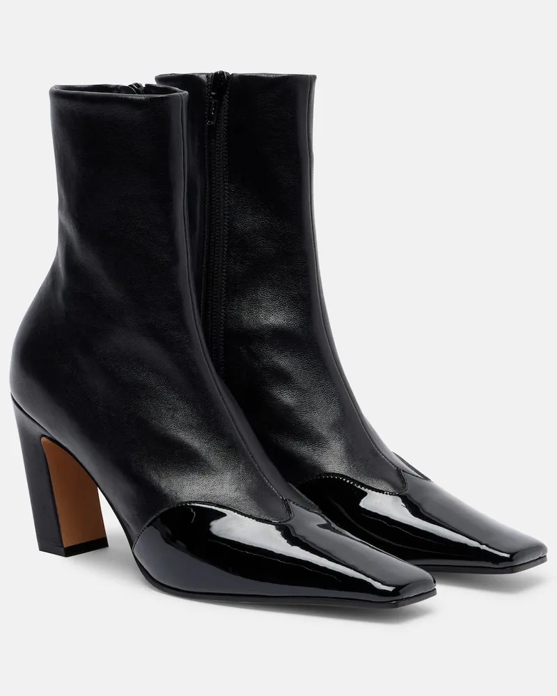 KHAITE Ankle Boots Nevada 85 aus Leder und Lackleder Schwarz