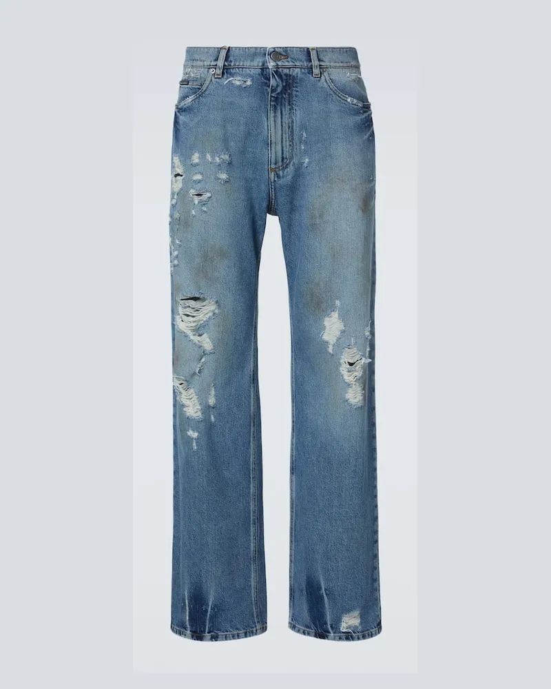 Dolce & Gabbana Distressed Wide-Leg Jeans Blau