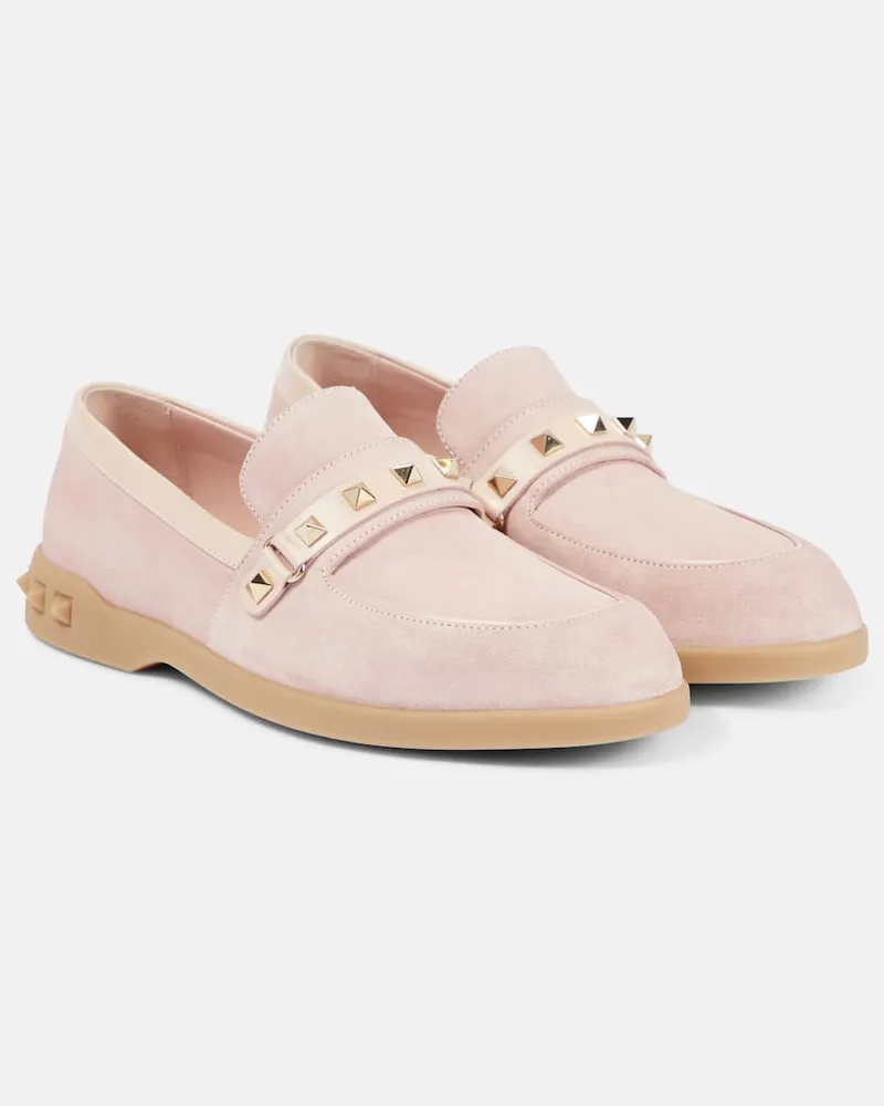 Valentino Garavani Loafers Leisure Flows aus Veloursleder Pink