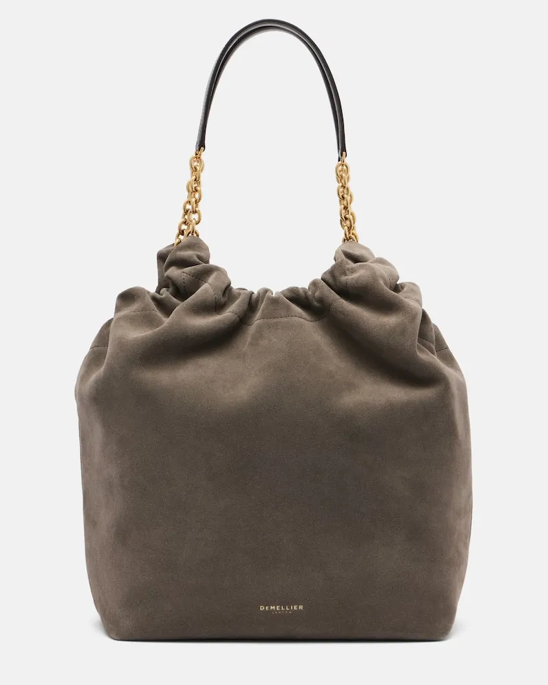 DeMELLIER Tote Bag Miami aus Veloursleder Grün