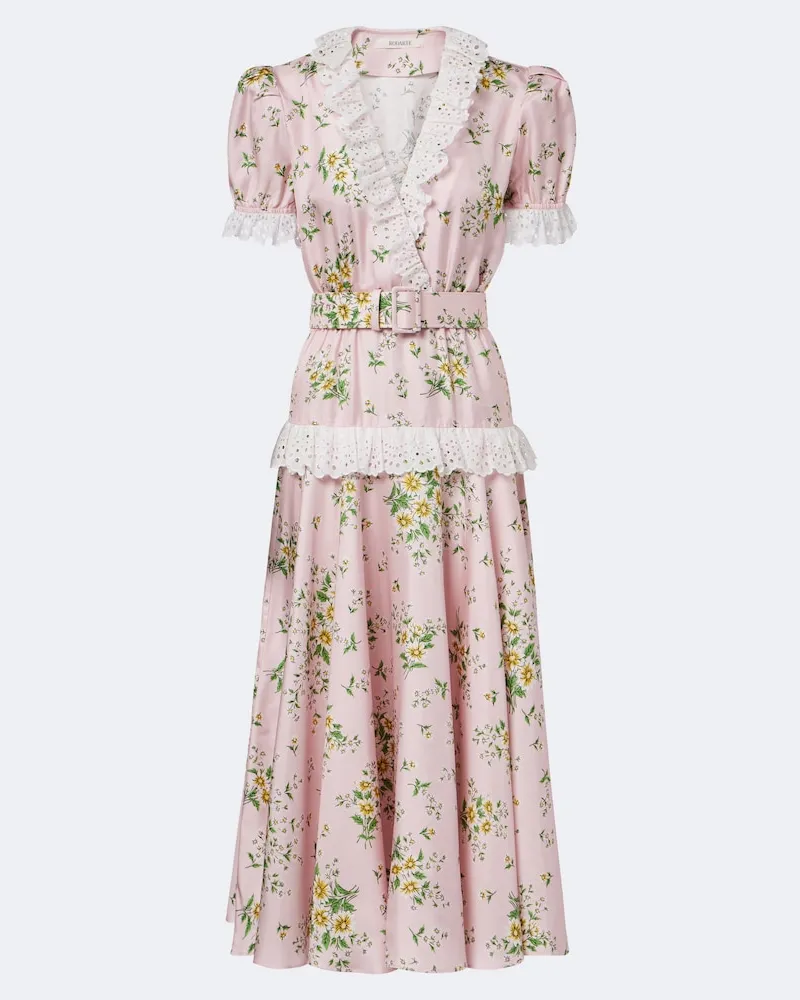Rodarte Midikleid aus Seiden-Twill Rosa
