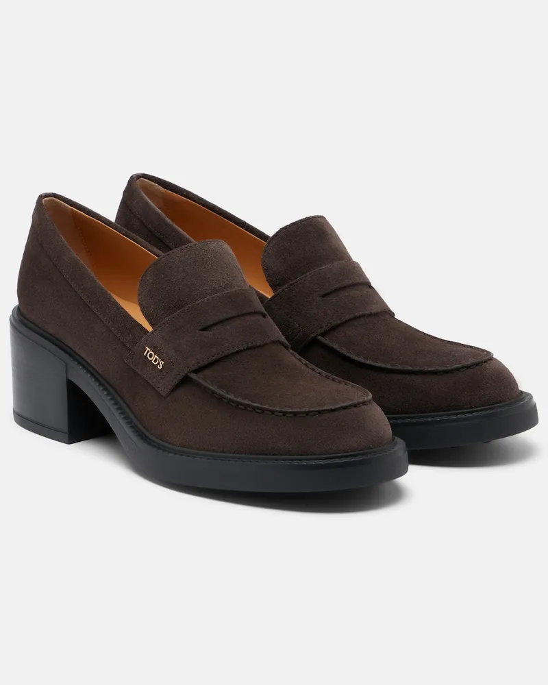 TOD'S Loafer-Pumps aus Veloursleder Braun