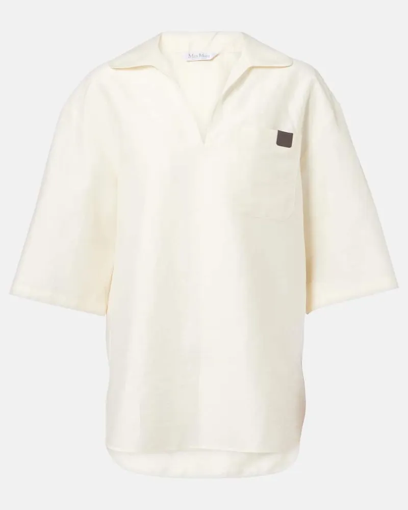 Max Mara Polohemd Osiride aus Leinen und Seide Beige
