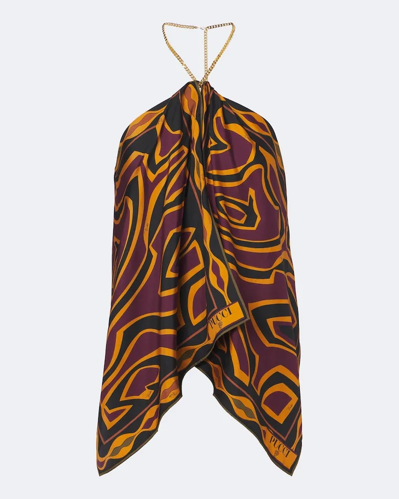 Emilio Pucci Top Labirinto aus Seidentwill Multicolor